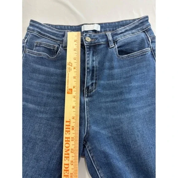 Vervet By Flying Monkey High Rise Cropped Raw Hem Denim Jeans Dark Wash Size 29 - Picture 13 of 14